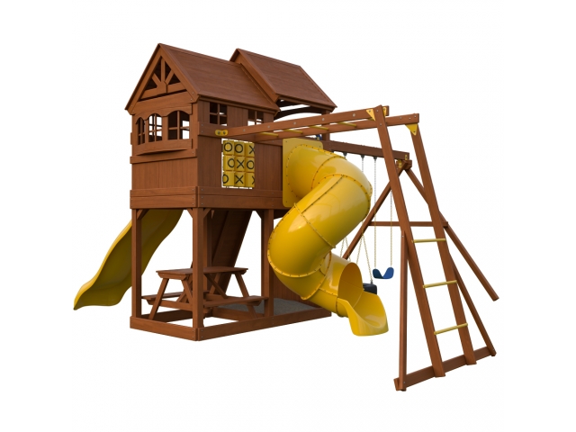 Детский игровой комплекс Newsunrise с винтовой горкой-трубой, рукоходом