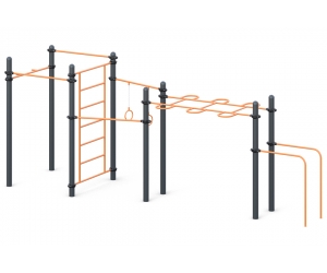 W-02-018 Комплекс с турниками, рукоходом, брусьями и кольцами